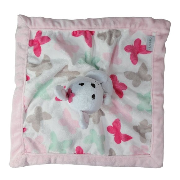 Carter's Bunny Lovey Plush Pink White Soft Security Soothing Rabbit Butterflies - Picture 7 of 10